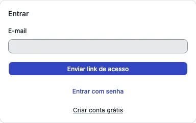 Página Entrar com o campo de e-mail